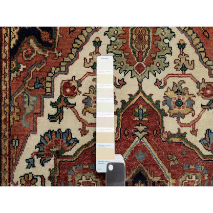 Heriz Wool Hand Knotted Rug Ivory Red 3.2X5.2 -O090748