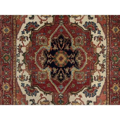 Heriz Wool Hand Knotted Rug Ivory Red 3.2X5.2 -O090748