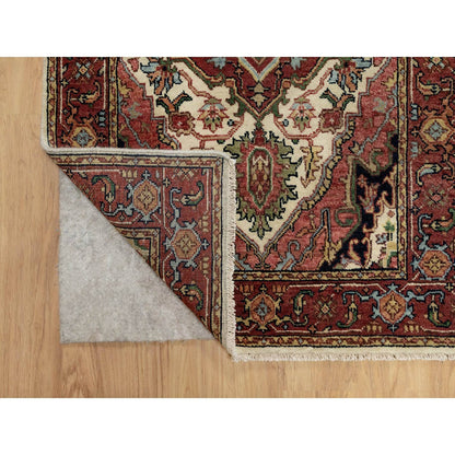 Heriz Wool Hand Knotted Rug Ivory Red 2.5X25.6 -O090750