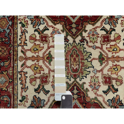 Heriz Wool Hand Knotted Rug Ivory Red 2.5X25.6 -O090750