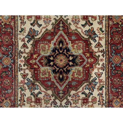 Heriz Wool Hand Knotted Rug Ivory Red 2.5X25.6 -O090750
