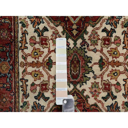 Heriz Wool Hand Knotted Rug Ivory Red 2.7X21.10 -O090752
