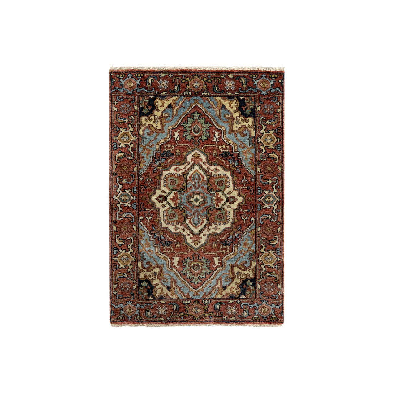 Red 2'0" x 3'2" Heriz Hand knotted Wool Rug - Sku: O090755