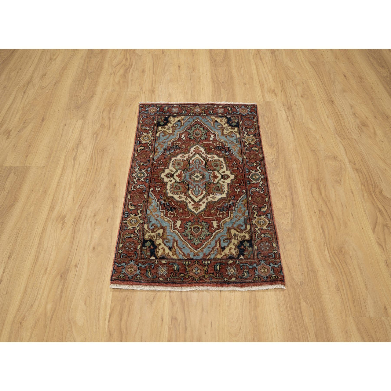 Red 2'0" x 3'2" Heriz Hand knotted Wool Rug - Sku: O090755