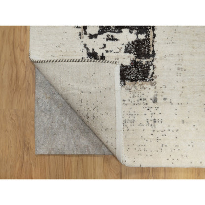 Modern and Contemporary Wool Hand Knotted Rug Ivory No Border 2.6X11.7 -O090760