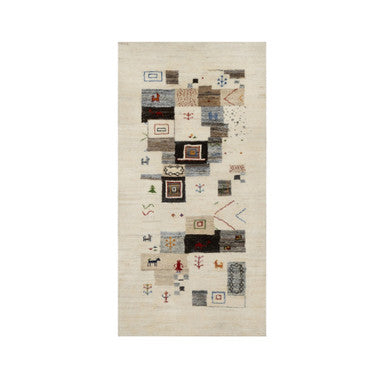 Modern and Contemporary Wool Hand Knotted Rug Ivory No Border 2.3X4.7 -O090761