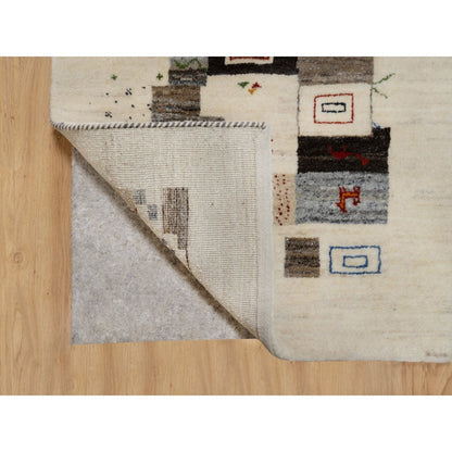 Modern and Contemporary Wool Hand Knotted Rug Ivory No Border 2.3X4.7 -O090761