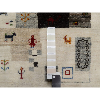 Modern and Contemporary Wool Hand Knotted Rug Ivory No Border 2.3X4.7 -O090761