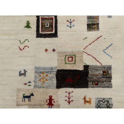 Modern and Contemporary Wool Hand Knotted Rug Ivory No Border 2.3X4.7 -O090761