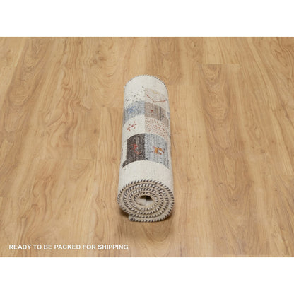 Modern and Contemporary Wool Hand Knotted Rug Ivory No Border 2.3X4.7 -O090761