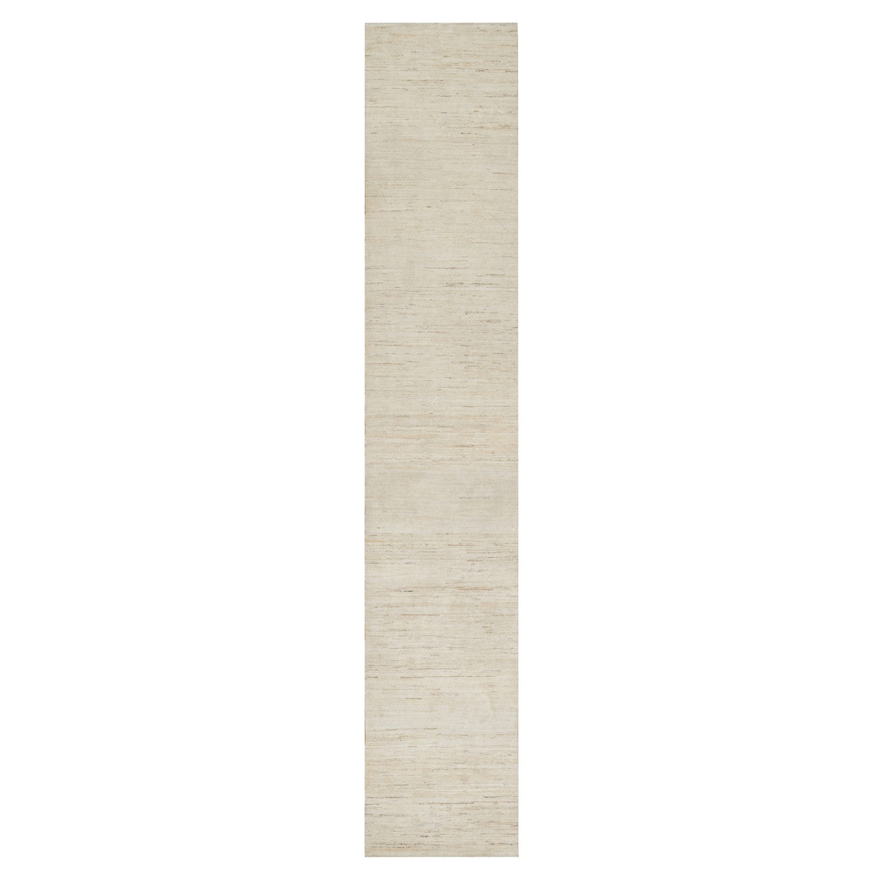 Ivory 2'6" x 13'9" Modern and Contemporary Hand knotted Wool Rug - Sku: O090762