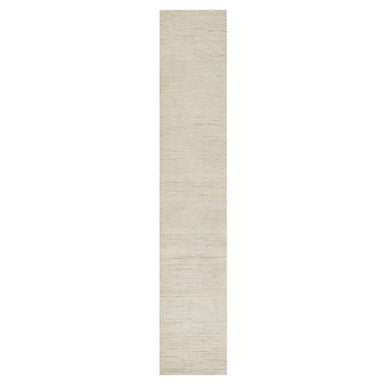 Modern and Contemporary Wool Hand Knotted Rug Ivory No Border 2.6X13.9 -O090762