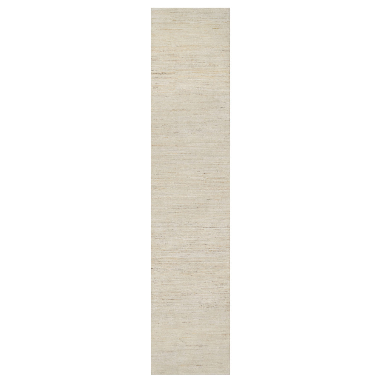 Ivory 2'6" x 11'10" Modern and Contemporary Hand knotted Wool Rug - Sku: O090763