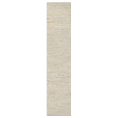 Modern and Contemporary Wool Hand Knotted Rug Ivory No Border 2.6X11.10 -O090763