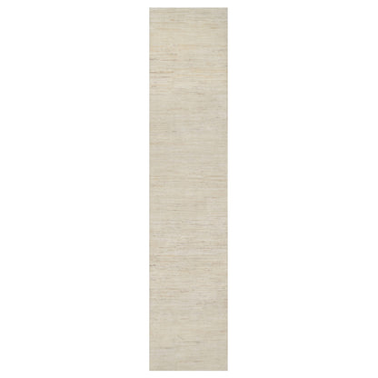 Modern and Contemporary Wool Hand Knotted Rug Ivory No Border 2.6X11.10 -O090764