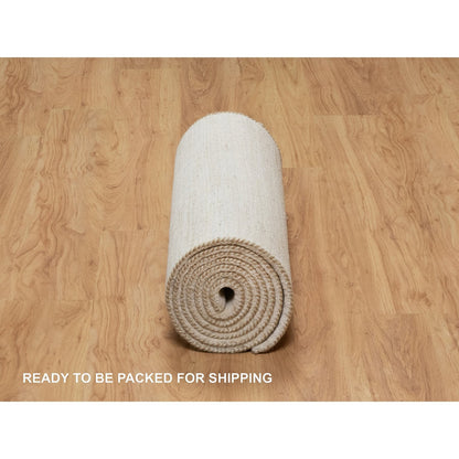 Modern and Contemporary Wool Hand Knotted Rug Ivory No Border 2.6X11.10 -O090764