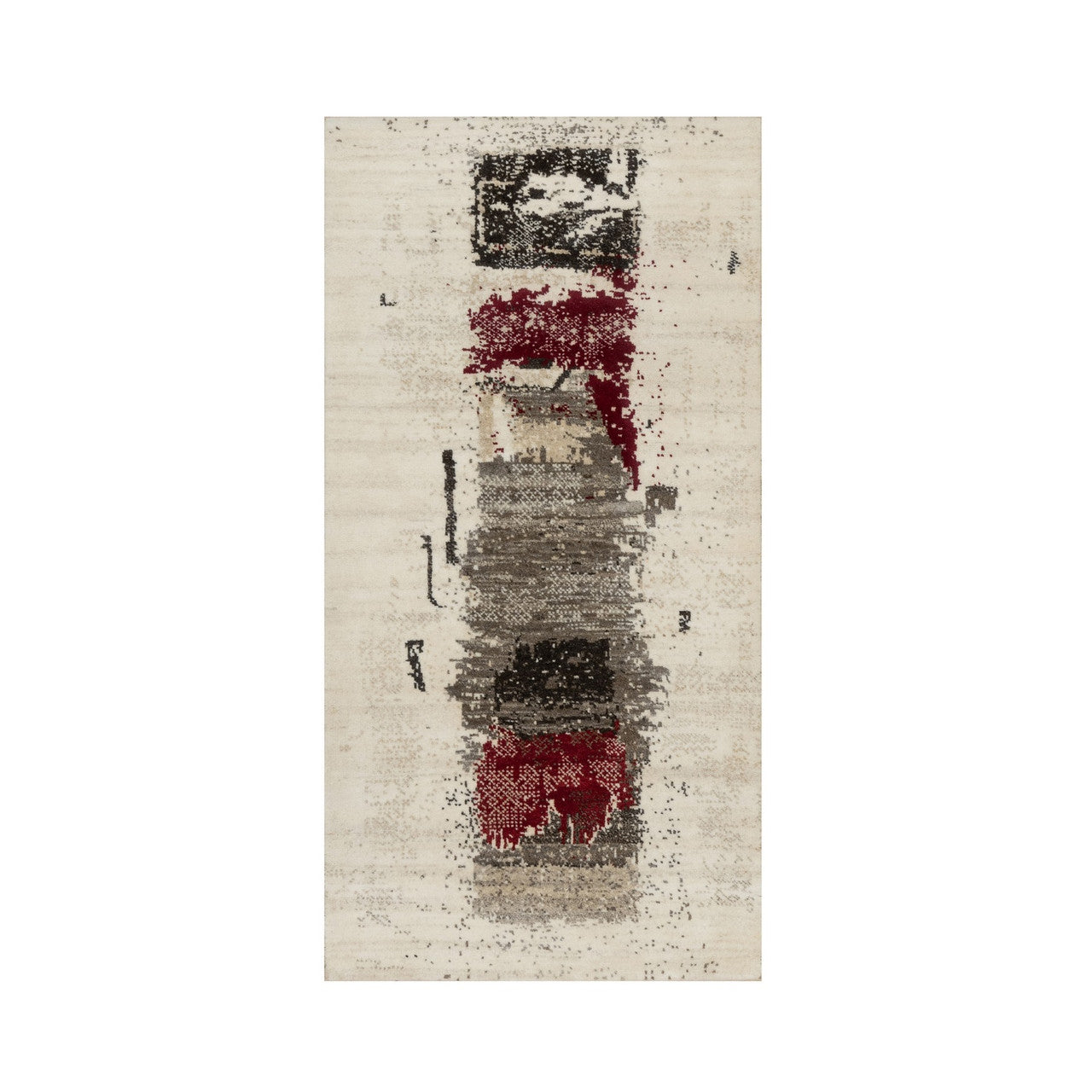 Ivory 2'4" x 4'7" Modern and Contemporary Hand knotted Wool Rug - Sku: O090767