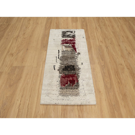 Modern and Contemporary Wool Hand Knotted Rug Ivory No Border 2.4X4.7 -O090767