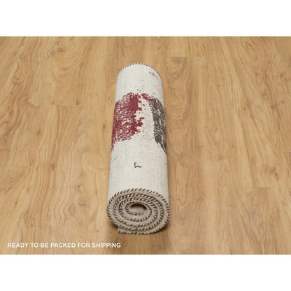 Modern and Contemporary Wool Hand Knotted Rug Ivory No Border 2.4X4.7 -O090767