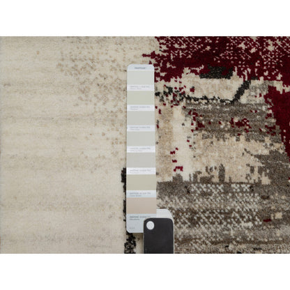 Modern and Contemporary Wool Hand Knotted Rug Ivory No Border 2.4X4.8 -O090768