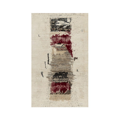 Modern and Contemporary Wool Hand Knotted Rug Ivory No Border 3.0X5.2 -O090769