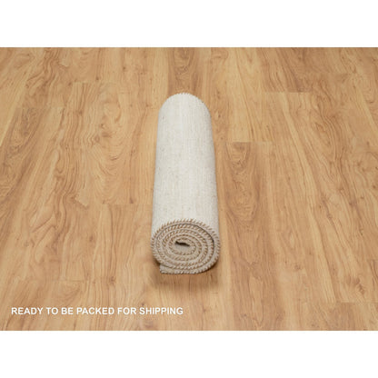 Modern and Contemporary Wool Hand Knotted Rug Ivory No Border 2.6X5.10 -O090772