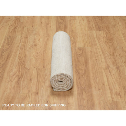 Modern and Contemporary Wool Hand Knotted Rug Ivory No Border 2.5X5.10 -O090773