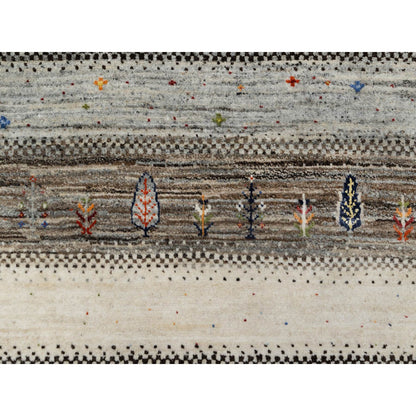 Modern and Contemporary Wool Hand Knotted Rug Ivory No Border 2.2X4.9 -O090774