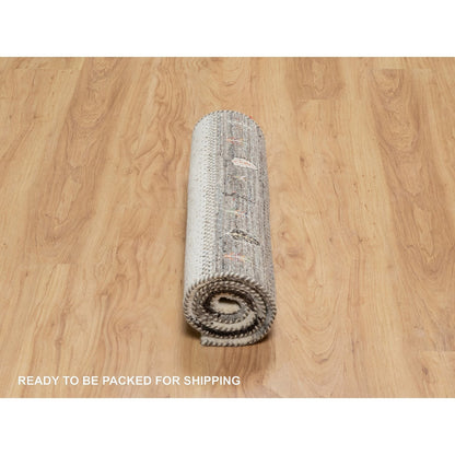 Modern and Contemporary Wool Hand Knotted Rug Ivory No Border 2.2X4.9 -O090774