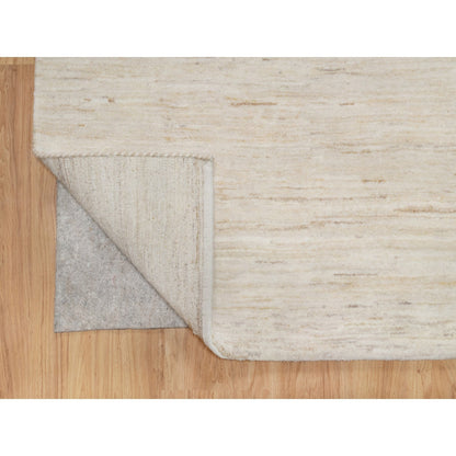 Modern and Contemporary Wool Hand Knotted Rug Ivory No Border 4.0X12.1 -O090777