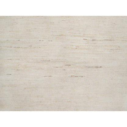 Modern and Contemporary Wool Hand Knotted Rug Ivory No Border 4.0X12.1 -O090777