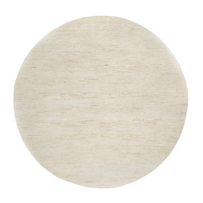 Modern and Contemporary Wool Hand Knotted Rug Ivory No Border 7.0X7.0 -O090778