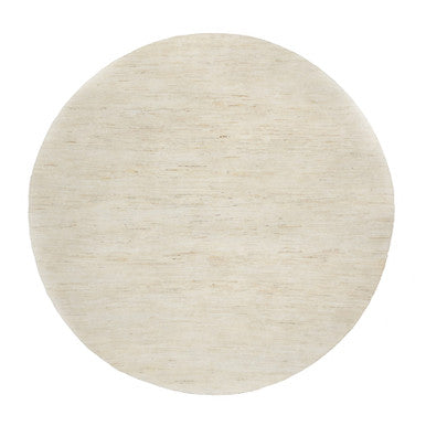 Modern and Contemporary Wool Hand Knotted Rug Ivory No Border 7.0X7.0 -O090778