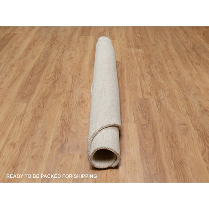 Modern and Contemporary Wool Hand Knotted Rug Ivory No Border 7.0X7.0 -O090778