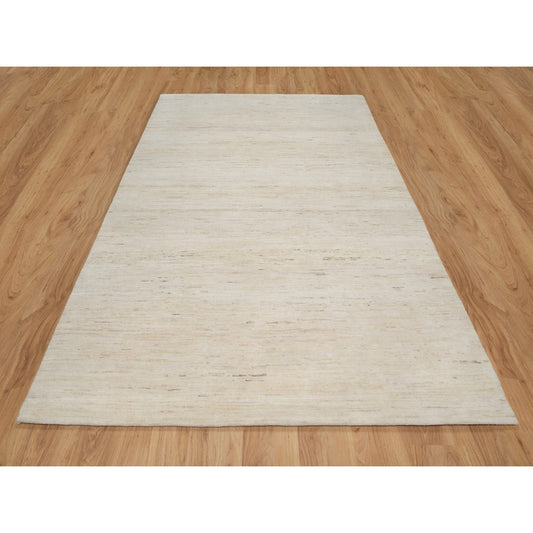 Modern and Contemporary Wool Hand Knotted Rug Ivory No Border 6.1X9.0 -O090779