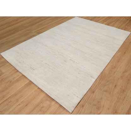 Modern and Contemporary Wool Hand Knotted Rug Ivory No Border 6.1X9.0 -O090779