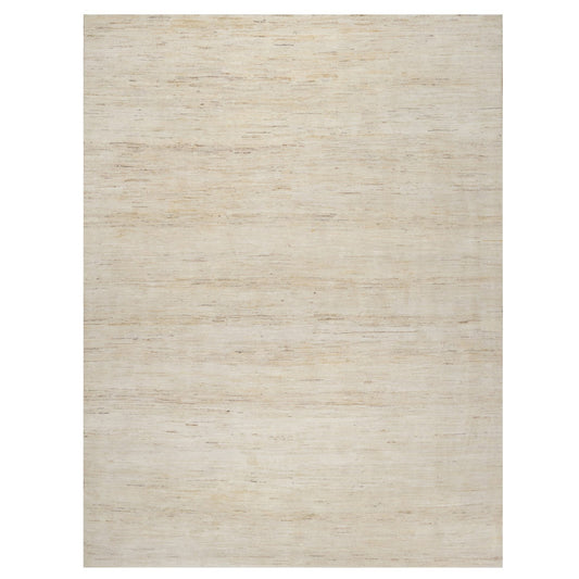 Modern and Contemporary Wool Hand Knotted Rug Ivory No Border 7.9X10.4 -O090780