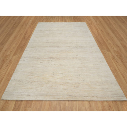 Modern and Contemporary Wool Hand Knotted Rug Ivory No Border 7.9X10.4 -O090780