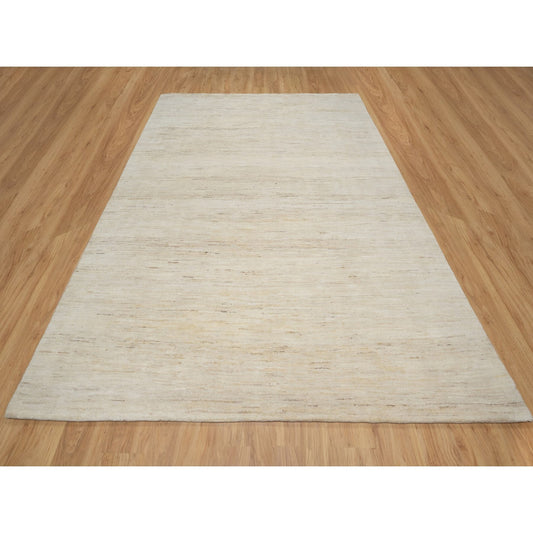 Modern and Contemporary Wool Hand Knotted Rug Ivory No Border 7.9X10.4 -O090780