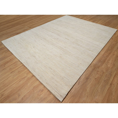 Modern and Contemporary Wool Hand Knotted Rug Ivory No Border 7.9X10.4 -O090780