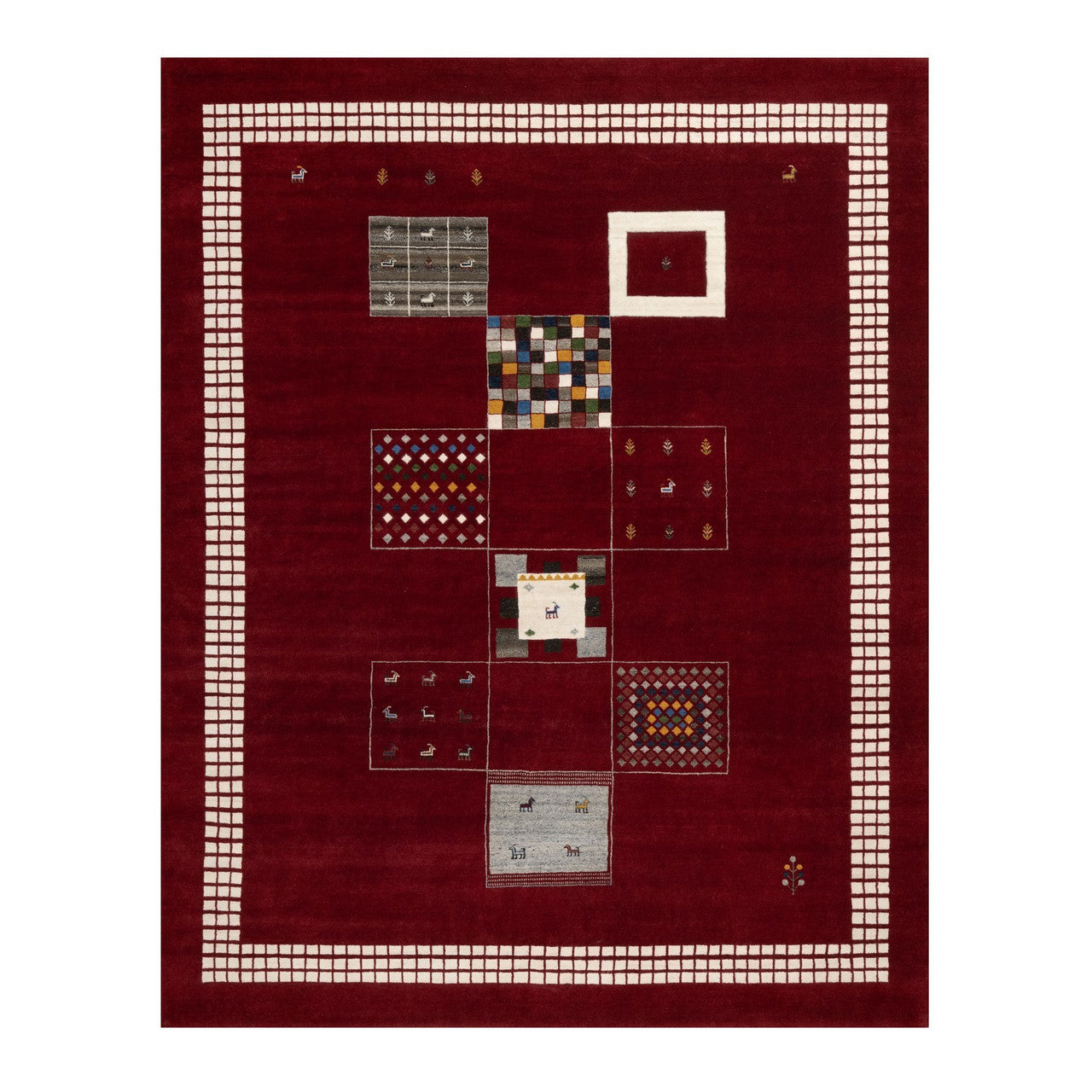 Red 8'0" x 10'1" Modern and Contemporary Vivid Hand knotted Wool Rug - Sku: O090784