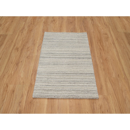 Modern and Contemporary Wool Hand Loomed Rug Beige No Border 2.0X3.0 -O090795