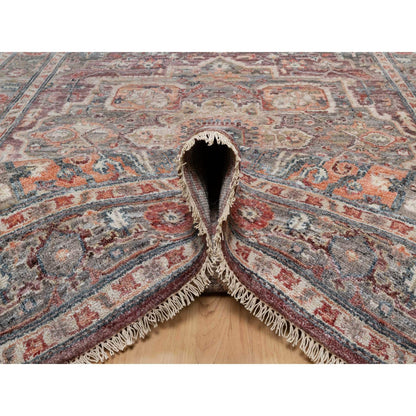 Tribal & Geometric Wool Hand Knotted Rug Red Gray 5.10X9.0 -O090804