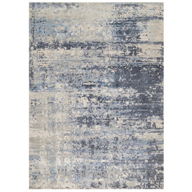 Modern and Contemporary Wool & Silk Hand Knotted Rug Blue No Border 9.10X13.7 -O090806