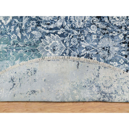 Transitional Wool & Silk Hand Knotted Rug Grey No Border 12.0X12.0 -O090808
