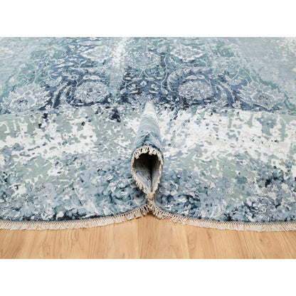 Transitional Wool & Silk Hand Knotted Rug Grey No Border 12.0X12.0 -O090808