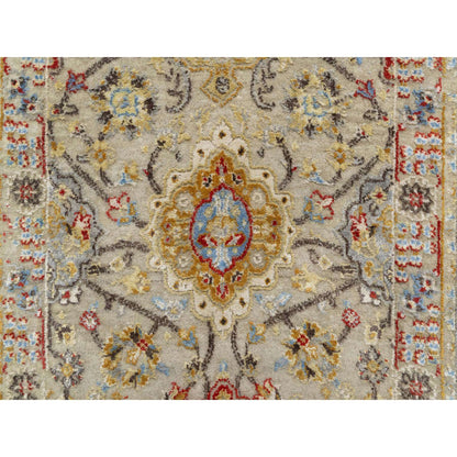 Transitional Wool & Silk Hand Knotted Rug Beige No Border 6.2X24.0 -O090809