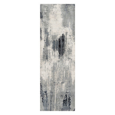 Modern and Contemporary Wool & Silk Hand Knotted Rug Black 2.6X8.0  -O090810