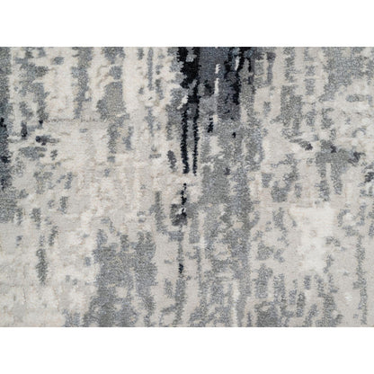 Modern and Contemporary Wool & Silk Hand Knotted Rug Black 2.6X8.0  -O090810
