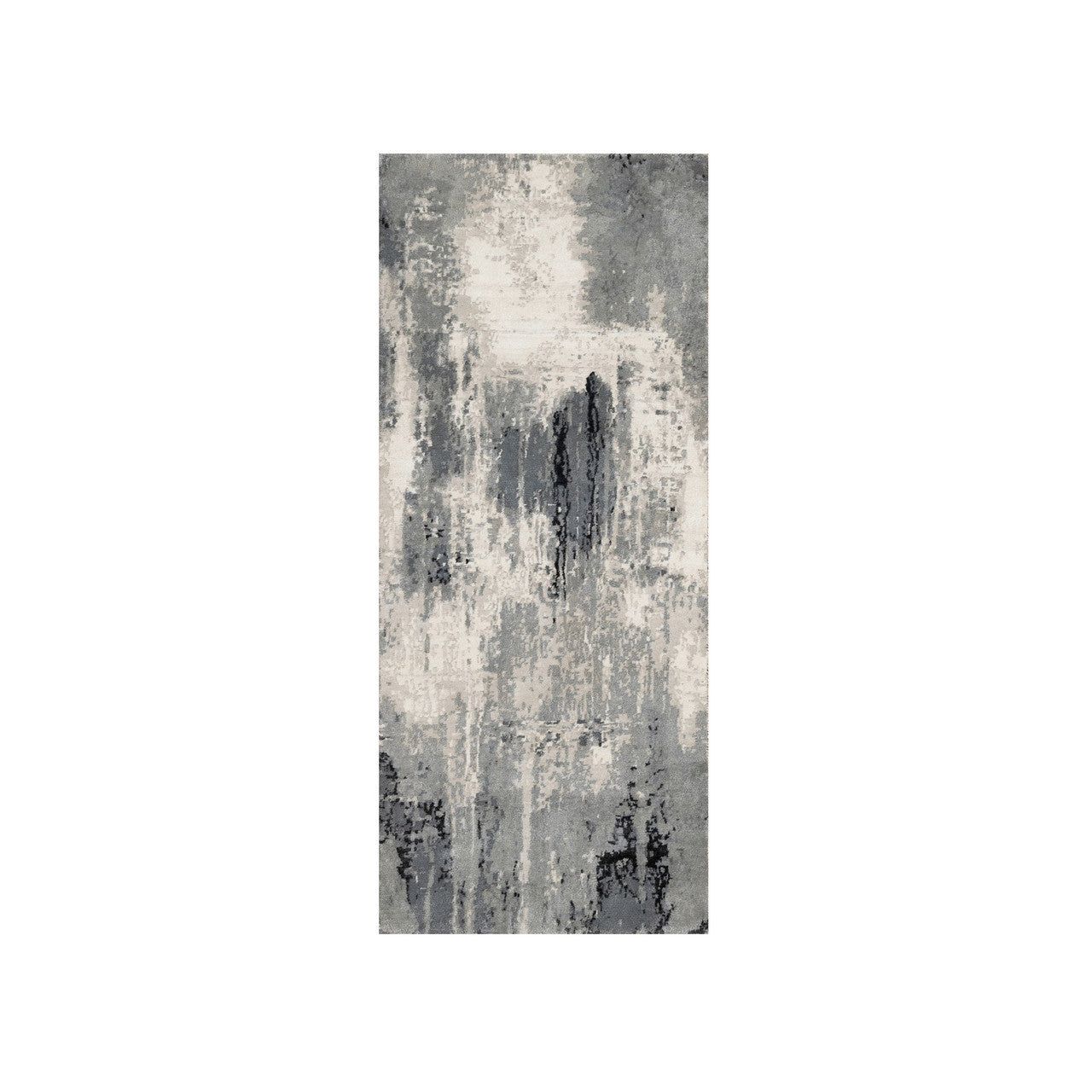 Black 2'7" x 6'4" Modern and Contemporary Hand knotted Wool/Silk Rug - Sku: O090811